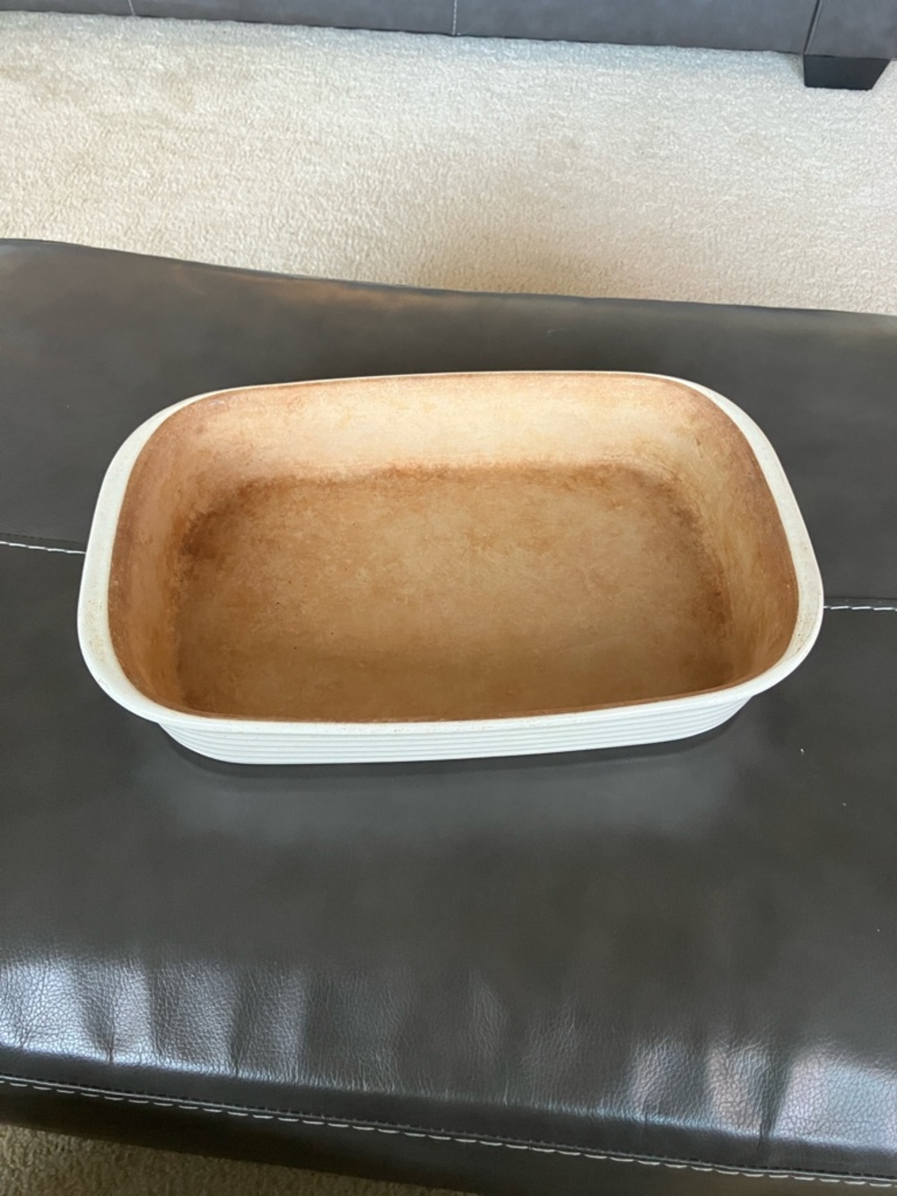 Pamper-chef Heritage Stoneware Rectangular Dish in Cream and Brown 13x9